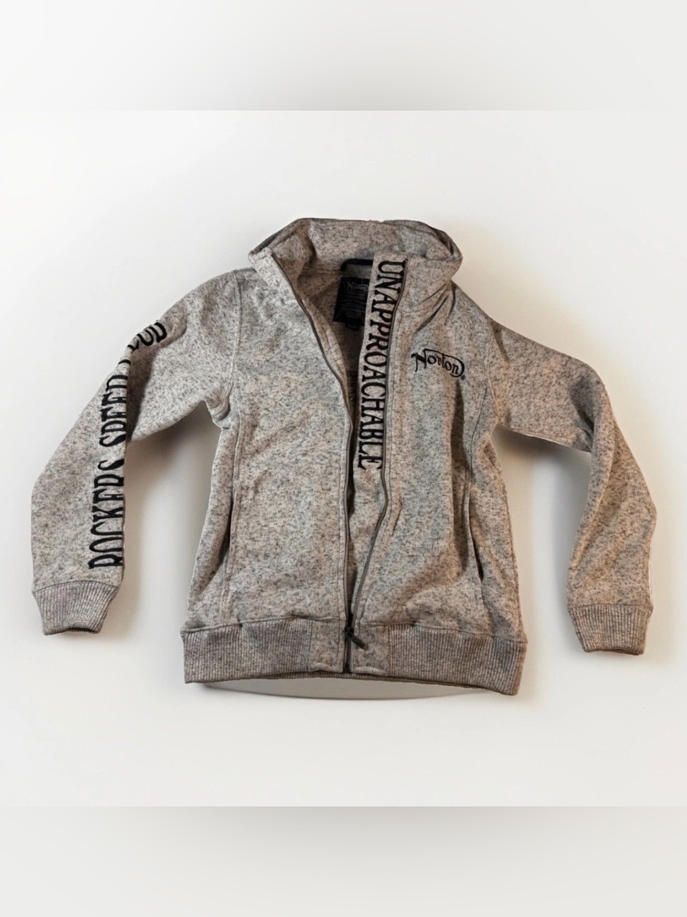 Norton Motorcycles Full Zip Sweater Jacket Men’s M Gray Hideaway Hood Rockers